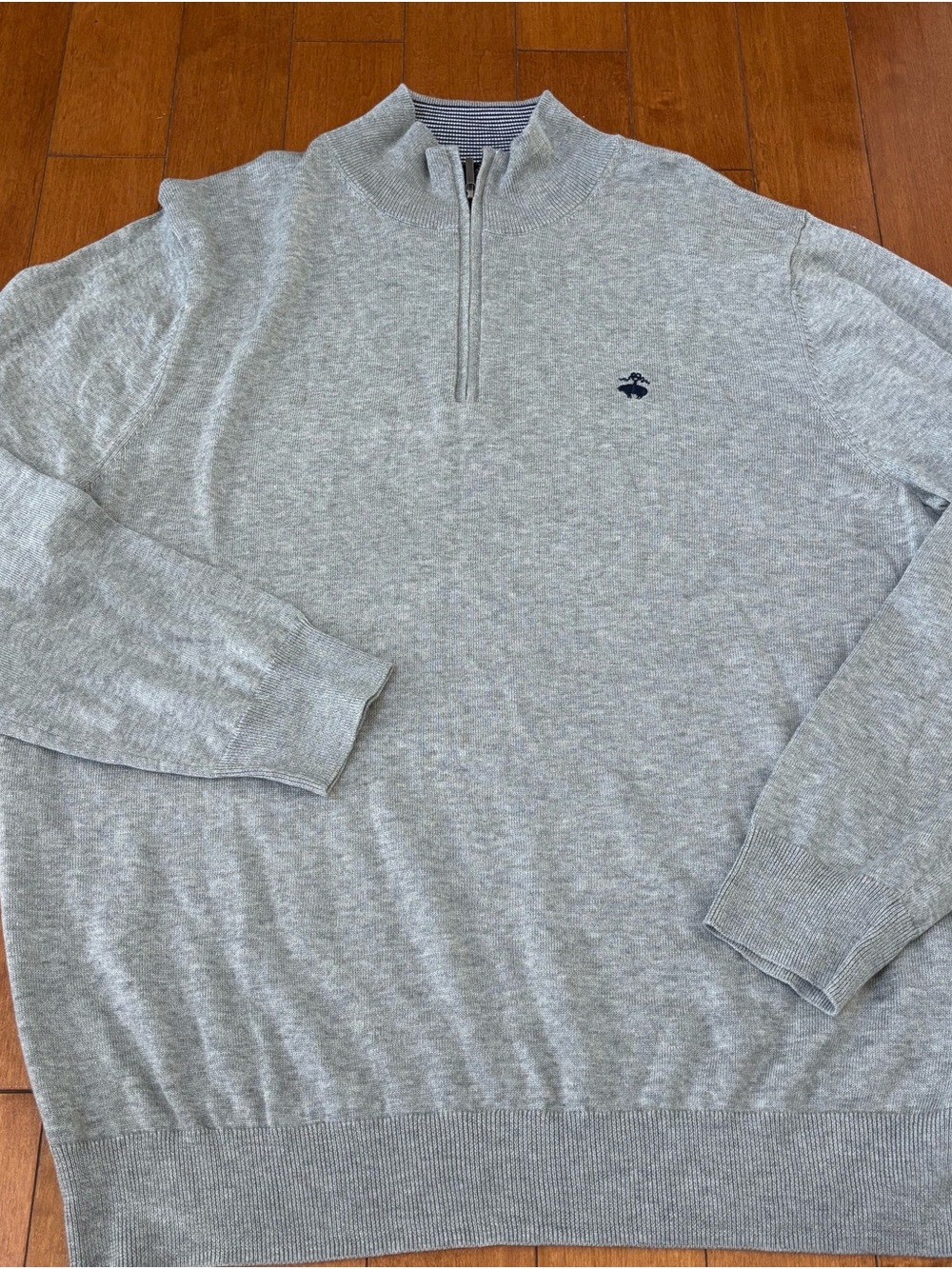 Brooks Brothers Men's XL Supima Cotton Gray Quarter-Zip Sweater Classic Knit